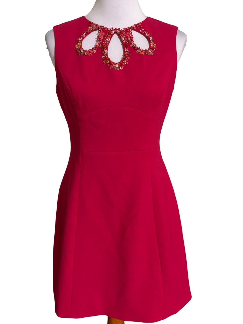 Karen Millen Fuchsia Jewel Embellished Sleeveless Midi Dress Size 8